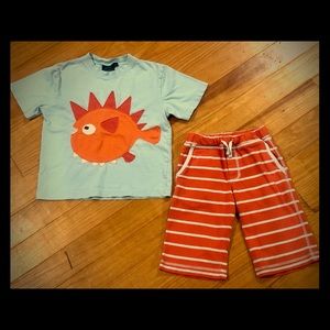 MINI BODEN BABY BODEN BAGGIES & TEE BOYS 5/6